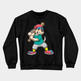 Dog at Baseball with Baseball bat Crewneck Sweatshirt